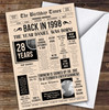 Born In 1998 Newspaper Birthday Facts Any Year Any Age Personalised Card