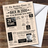 Born In 2000 Newspaper Birthday Facts Any Year Any Age Personalised Card
