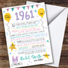 Born In 1961 Colour Birthday Facts Any Year Any Age Personalised Birthday Card