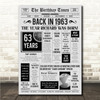 Born In 1963 Grey Newspaper Birthday Facts Any Year Any Age Personalised Print
