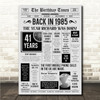 Born In 1985 Grey Newspaper Birthday Facts Any Year Any Age Personalised Print