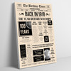 Born In 1918 Newspaper Birthday Facts Any Year Any Age Personalised Print