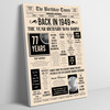 Born In 1949 Newspaper Birthday Facts Any Year Any Age Personalised Print