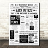 Born In 1923 White Newspaper Birthday Facts Any Year Any Age Personalised Print
