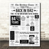 Born In 1942 White Newspaper Birthday Facts Any Year Any Age Personalised Print