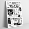 Born In 1954 White Newspaper Birthday Facts Any Year Any Age Personalised Print