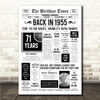 Born In 1955 White Newspaper Birthday Facts Any Year Any Age Personalised Print