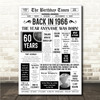 Born In 1966 White Newspaper Birthday Facts Any Year Any Age Personalised Print