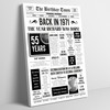 Born In 1971 White Newspaper Birthday Facts Any Year Any Age Personalised Print
