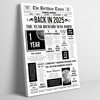 Born In 2025 White Newspaper Birthday Facts Any Year Any Age Personalised Print