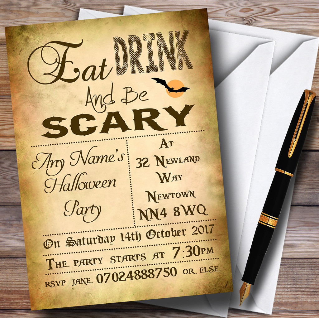 Eat Drink Pumpkin Personalised Halloween Party Invitations The Card Zoo