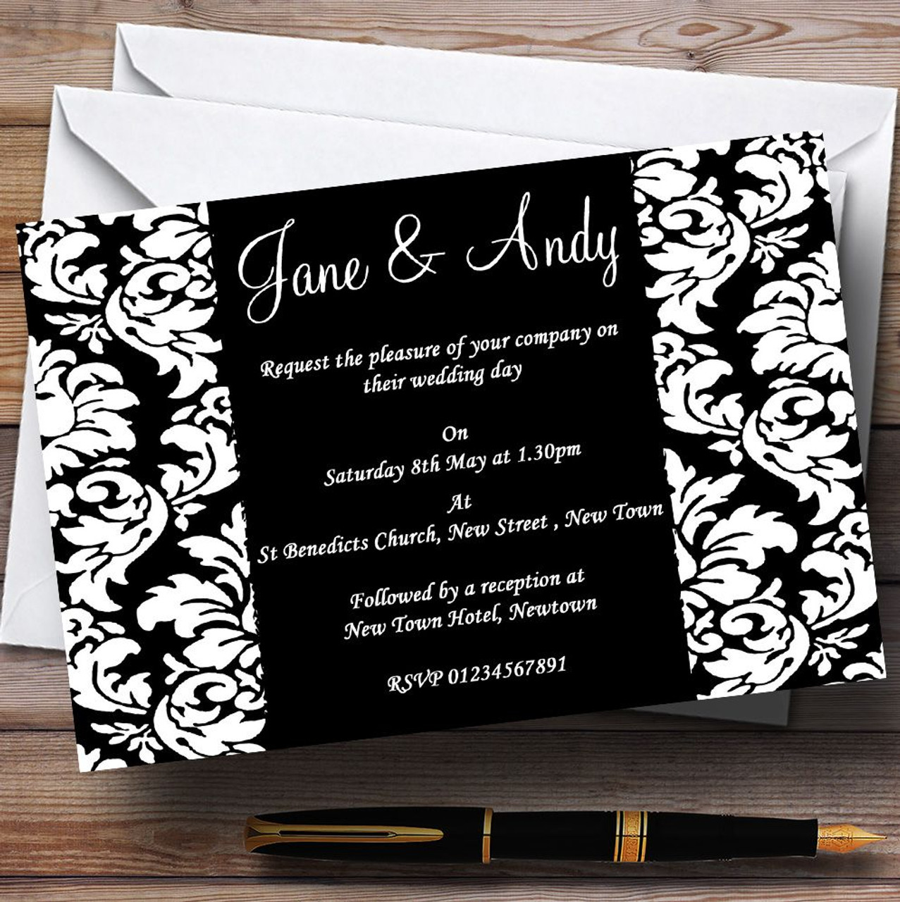 Black and sale white wedding invitation