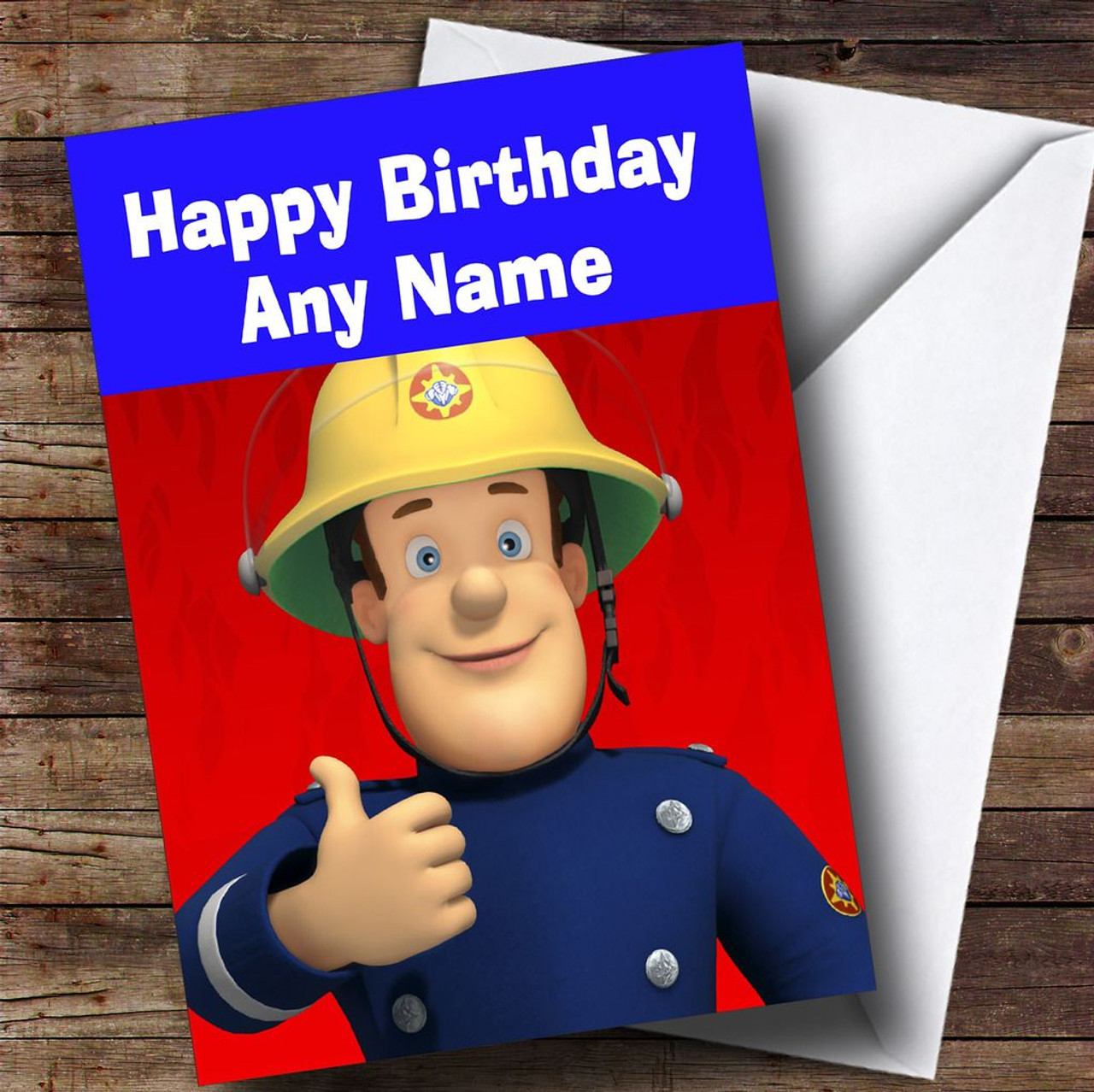 Fireman Sam Red And Blue Personalised Children's Birthday Card - The Card  Zoo