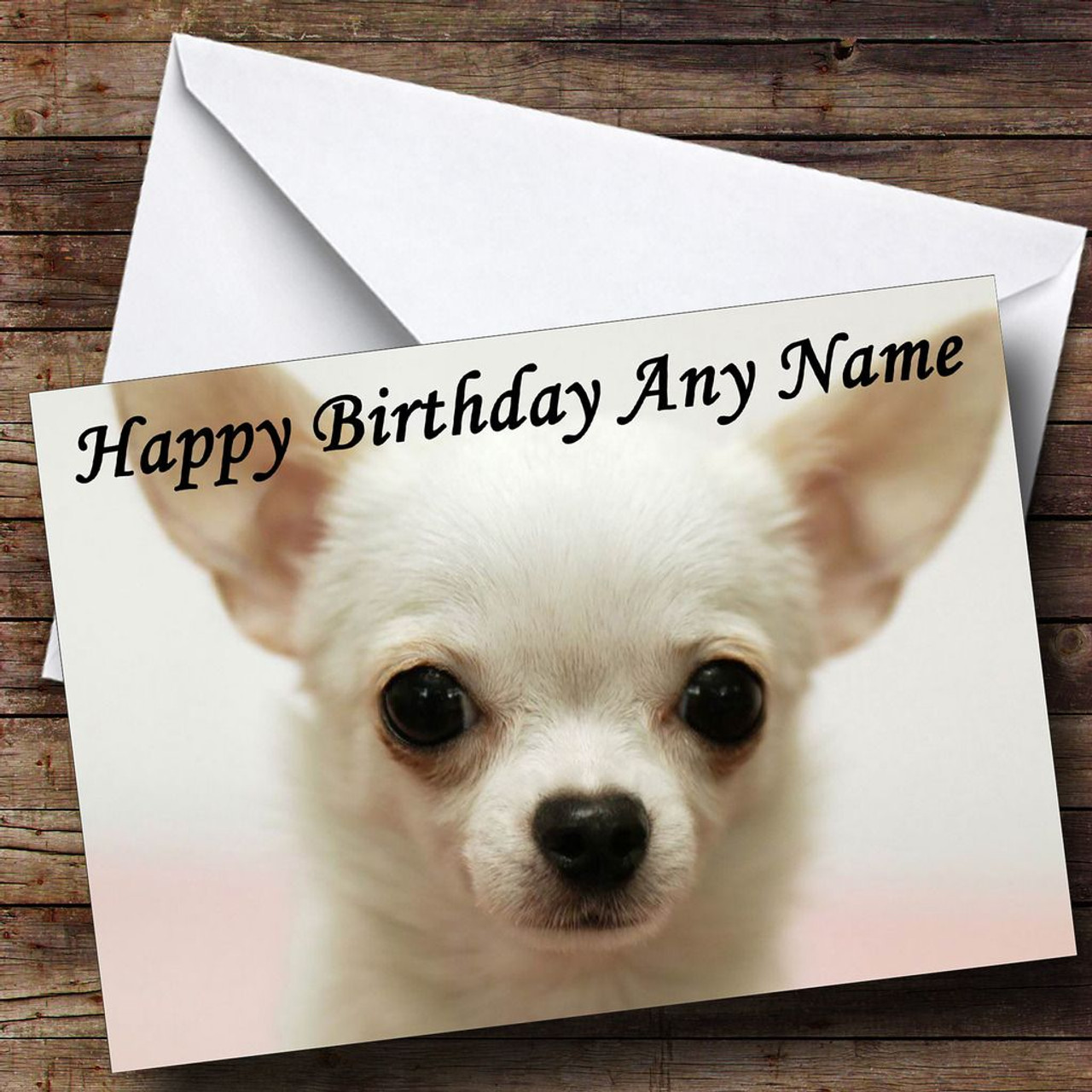 White Chihuahua Dog Personalised Birthday Card - The Card Zoo