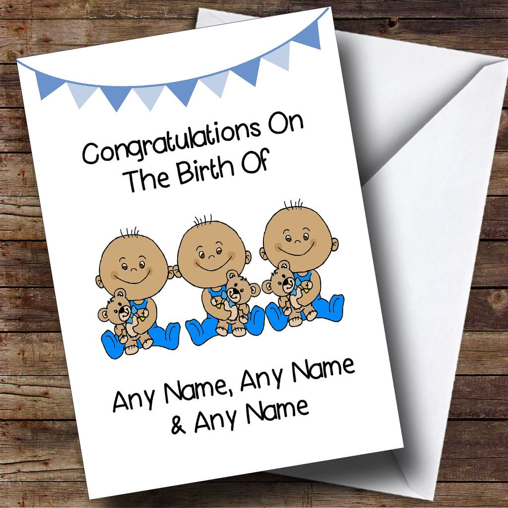 New Baby Arrival Baby Boy Triplets Brown Skinned Personalised New