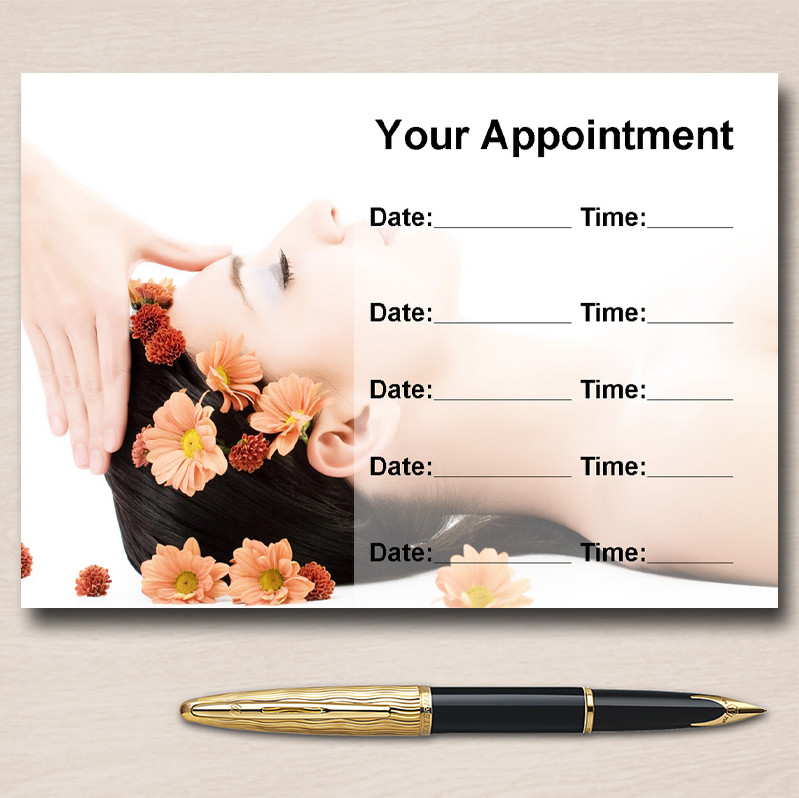 A7 Size Appointment Cards For Beauty Salon, Nail, Massage, Hairdressing Therapists