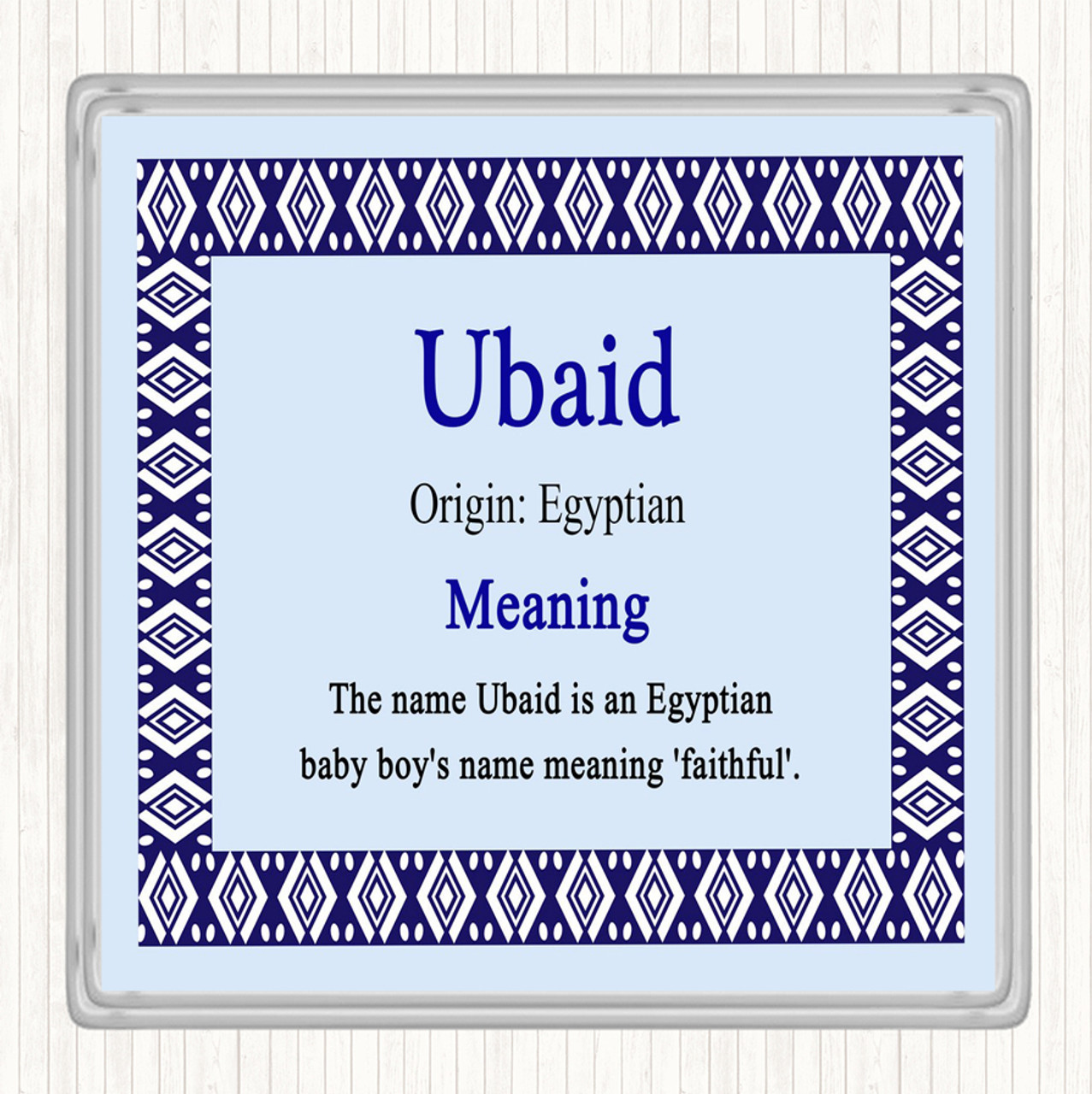 Ubaid Name Meaning Drinks Mat Coaster Blue