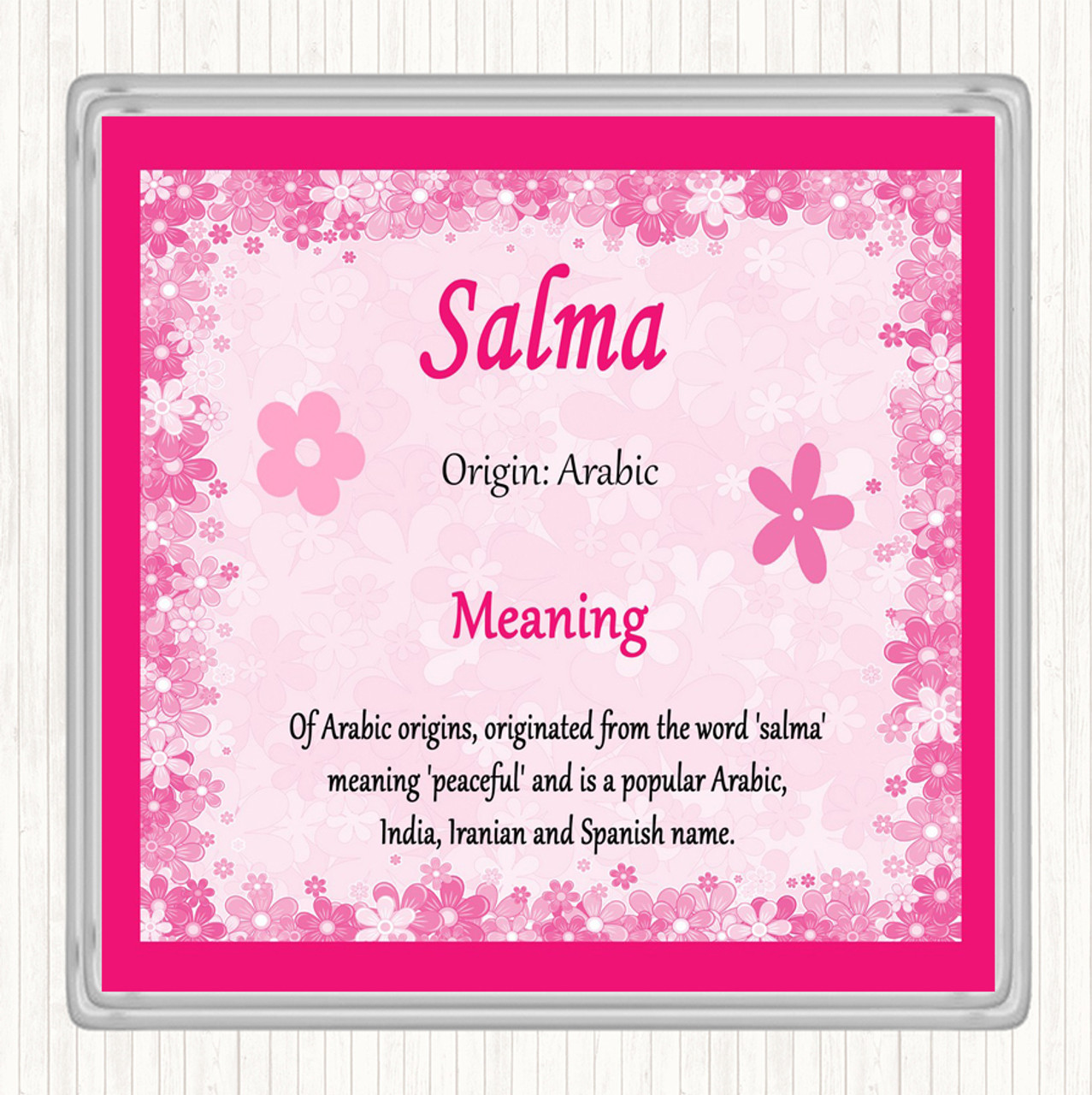 Salma Name Meaning Drinks Mat Coaster Pink - The Card Zoo