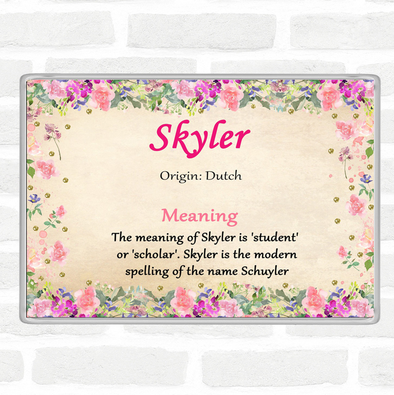 Skyler Name Meaning Jumbo Fridge Magnet Floral The Card Zoo - skyler the hedgehog roblox