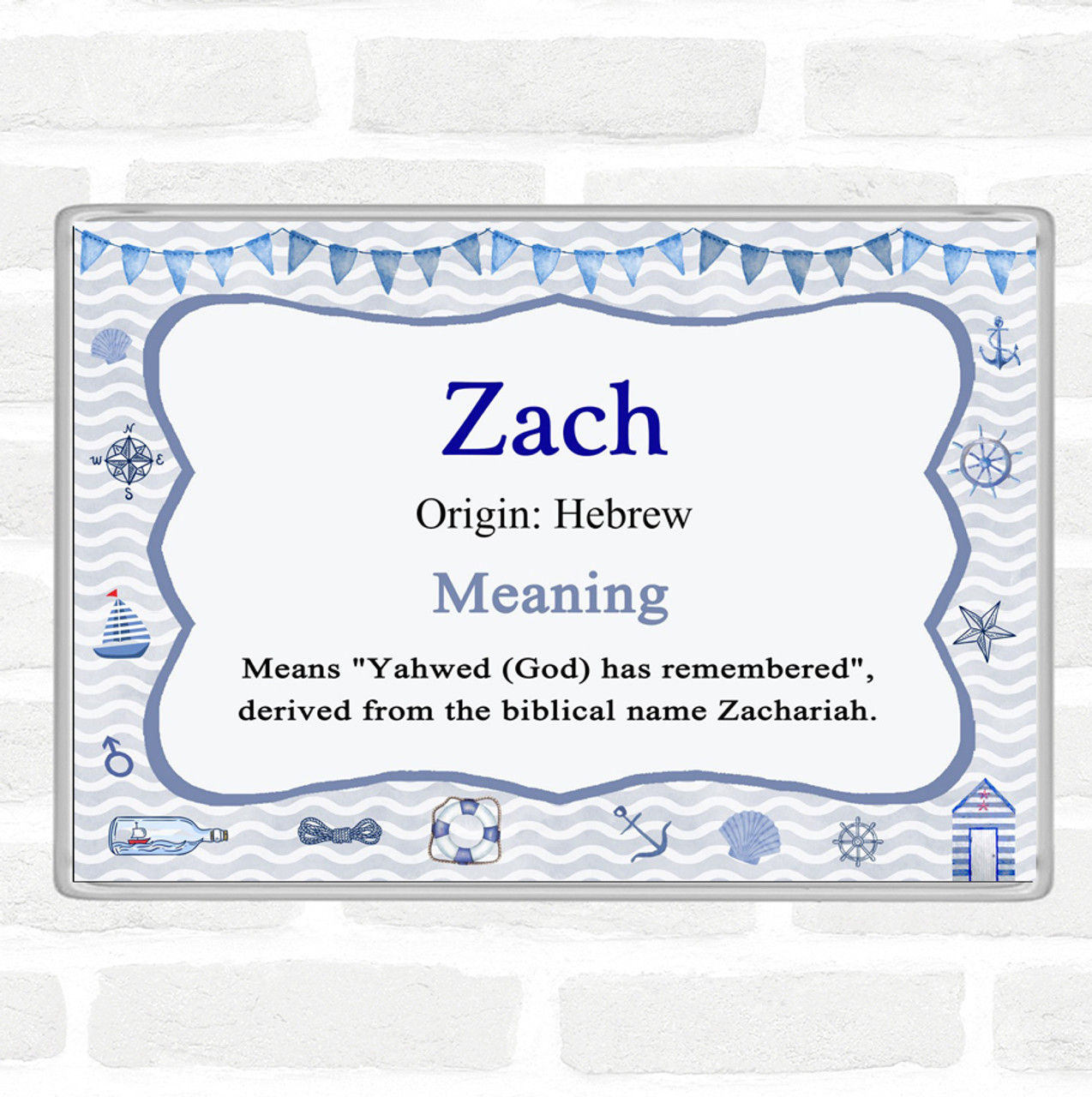 Zach Name Meaning Jumbo Fridge Magnet Nautical The Card Zoo - roblox zach name meaning