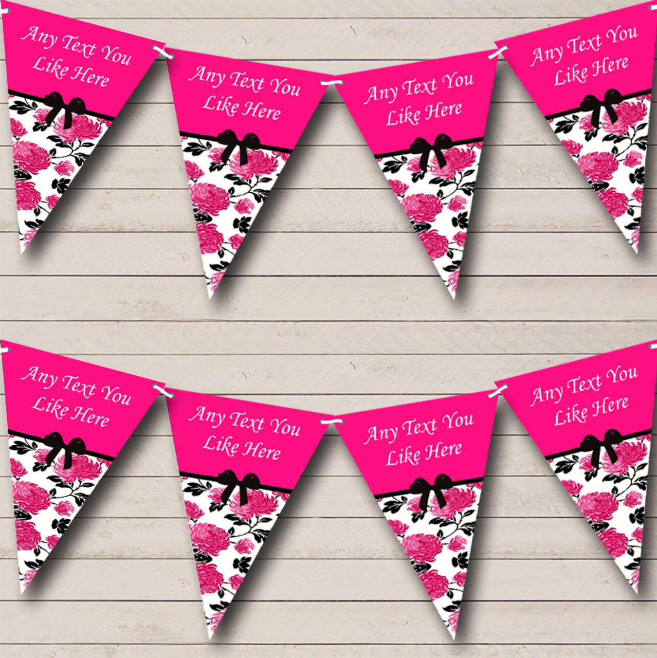 Hot Pink Damask Shabby Chic Vintage Personalised Retirement Party Bunting