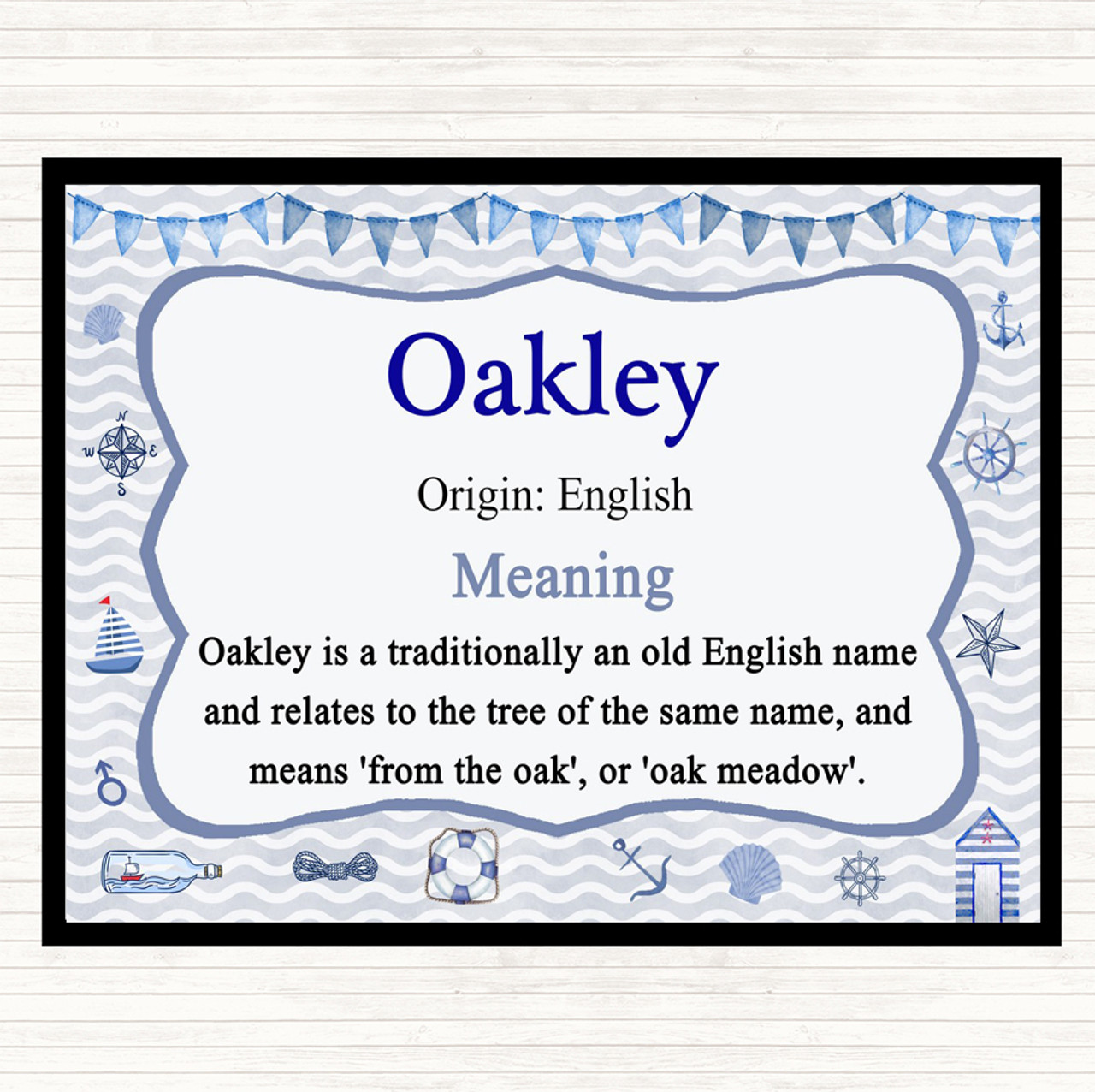 Oakley Name Meaning Mouse Mat Pad Nautical - The Card Zoo