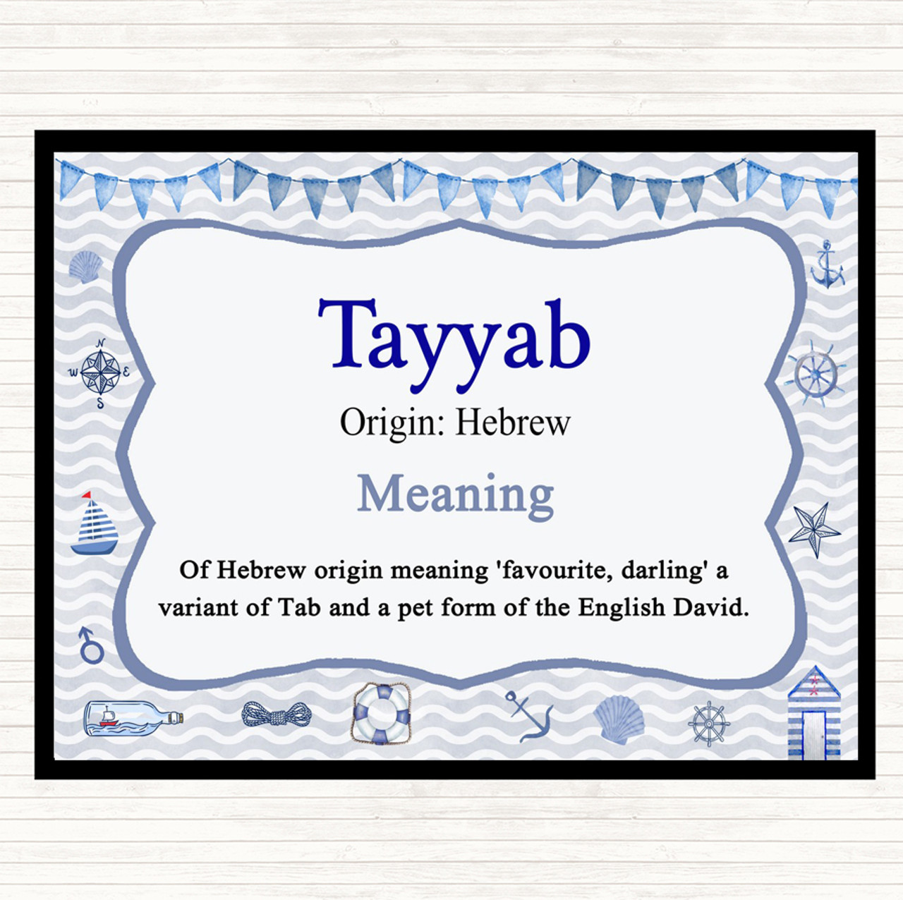 Tayyab Name Meaning Dinner Table Placemat Nautical The Card Zoo - tayyab roblox