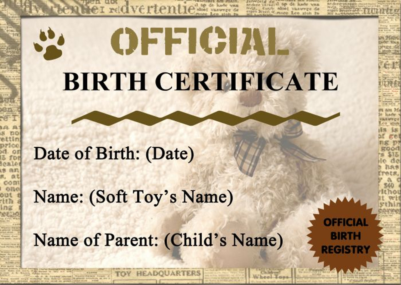 Teddy Bear Soft Toy Personalised Birth Certificate The Card Zoo Teddy Bear Soft Toy Personalised Birth Certificate The Card Zoo