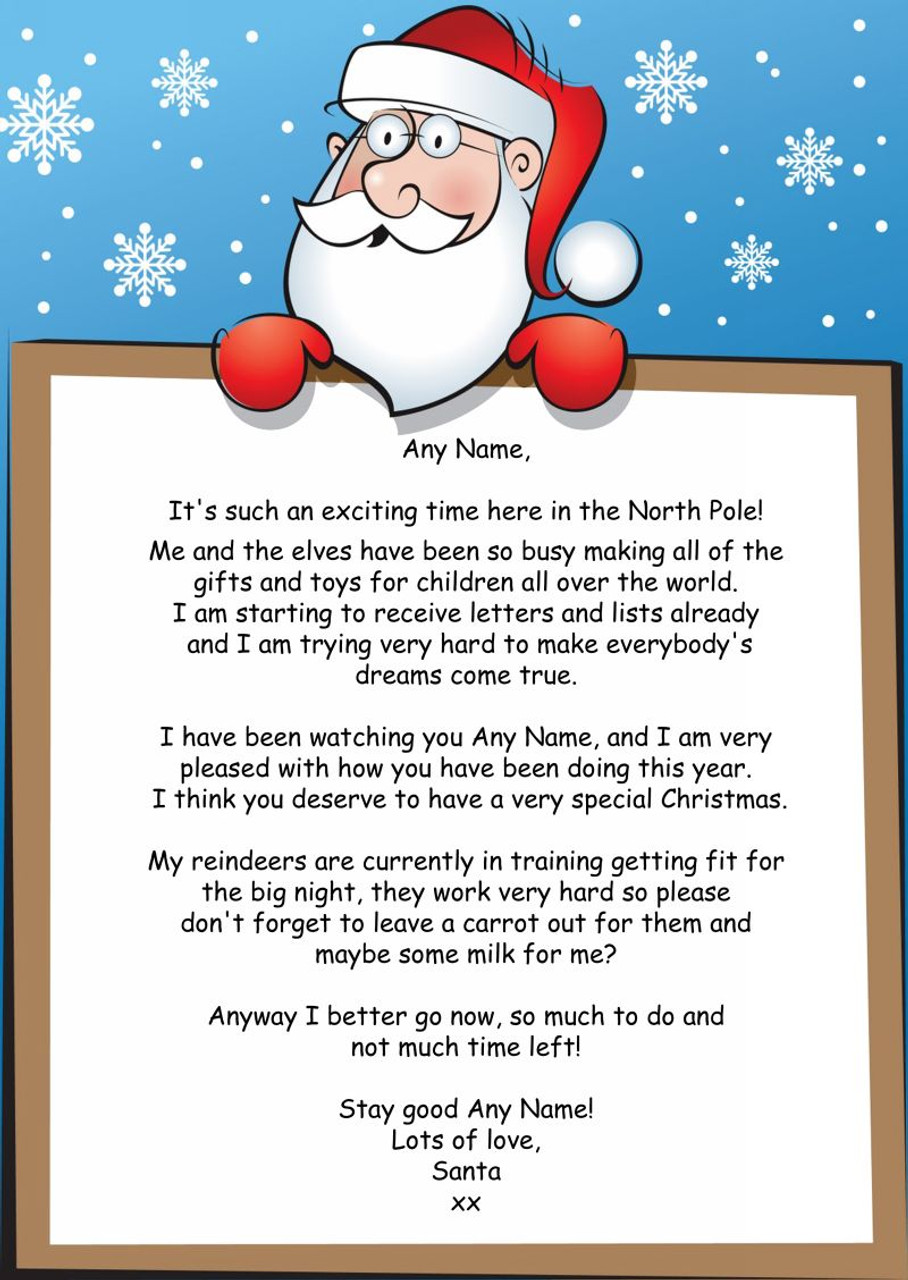 Personalised　Letter　Card　Santa　Blue　From　The　Snowflakes　Christmas　Zoo