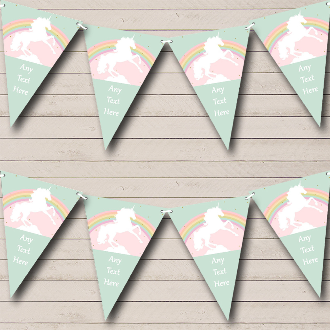 Party Banner Bunting Pink Watercolour Unicorn Personalised Children/'s