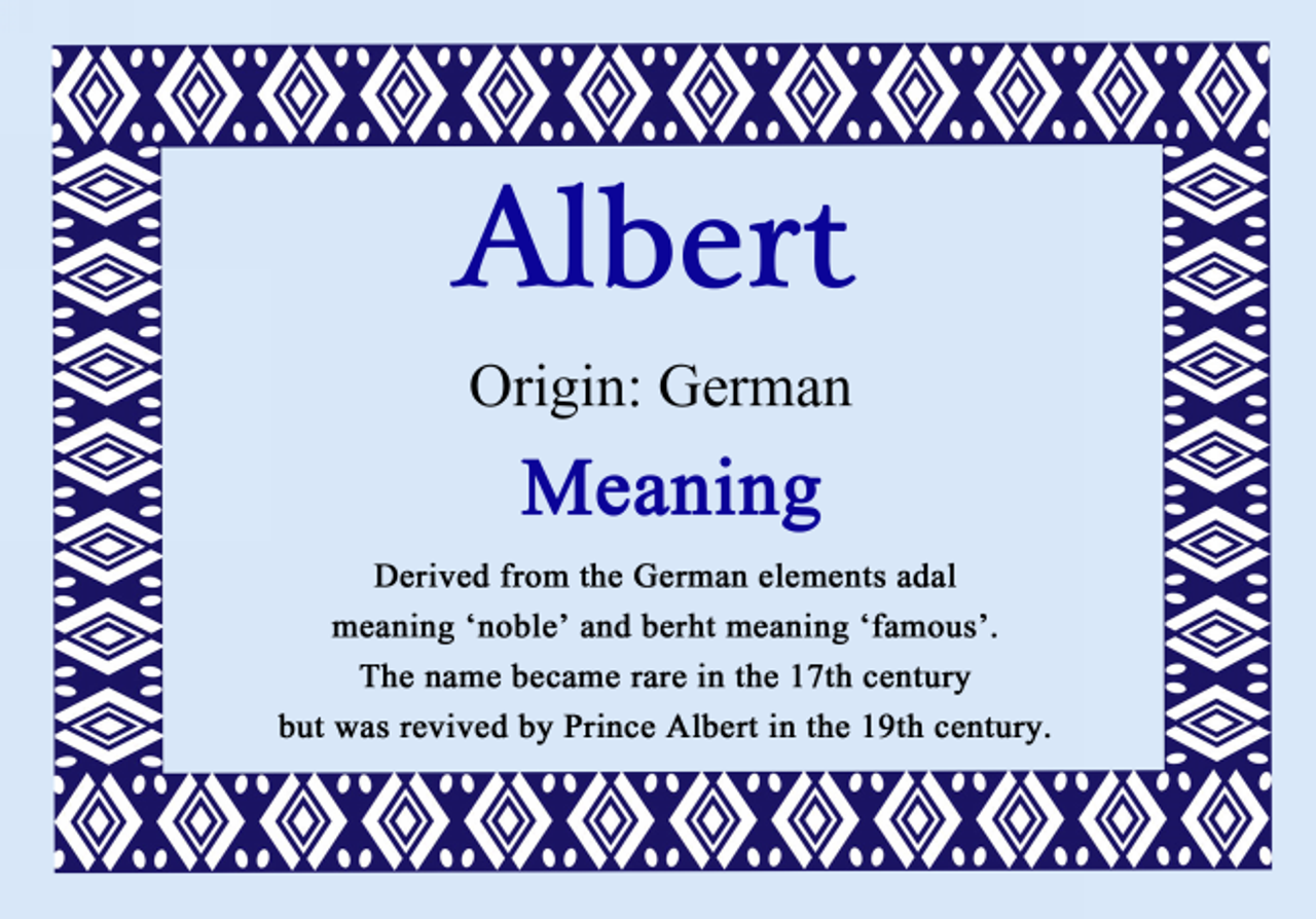 Albert Personalised Name Meaning Certificate The Card Zoo albert-personalised-name-meaning-certificate-the-card-zoo