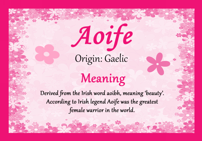 Aoife Personalised Name Meaning Certificate The Card Zoo