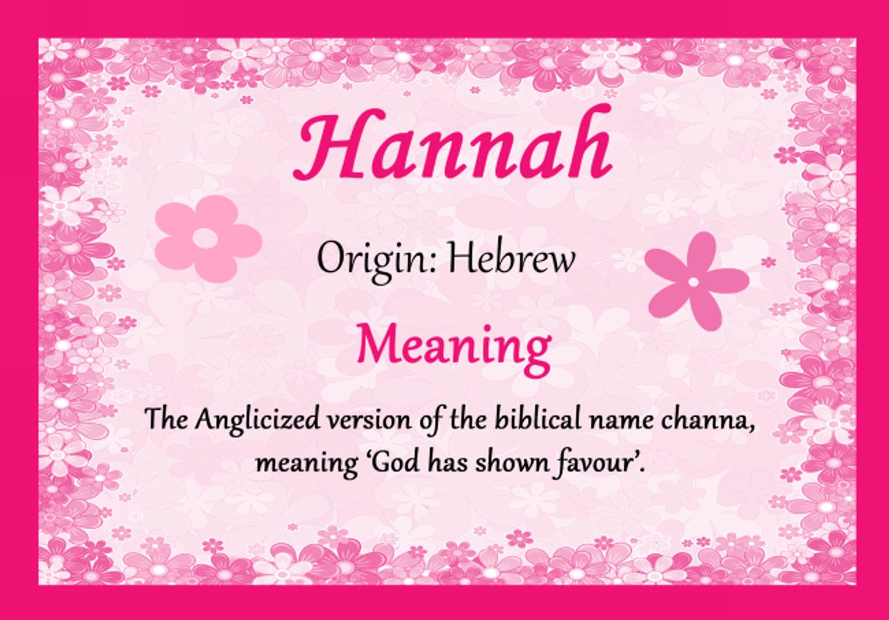 Hannah Personalised Name Meaning Certificate - The Card Zoo