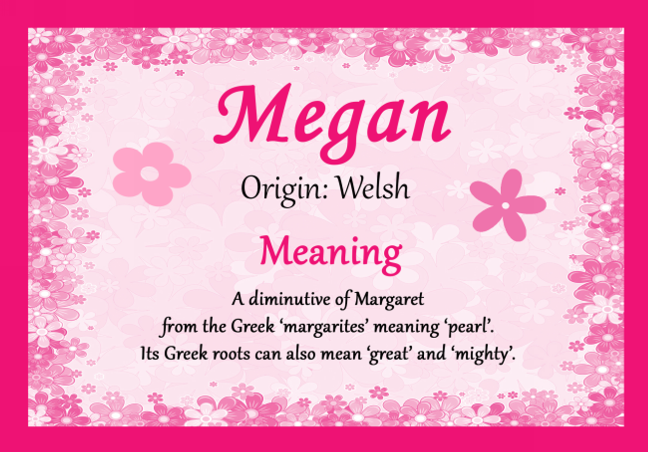 Megan Personalised Name Meaning Certificate - The Card Zoo