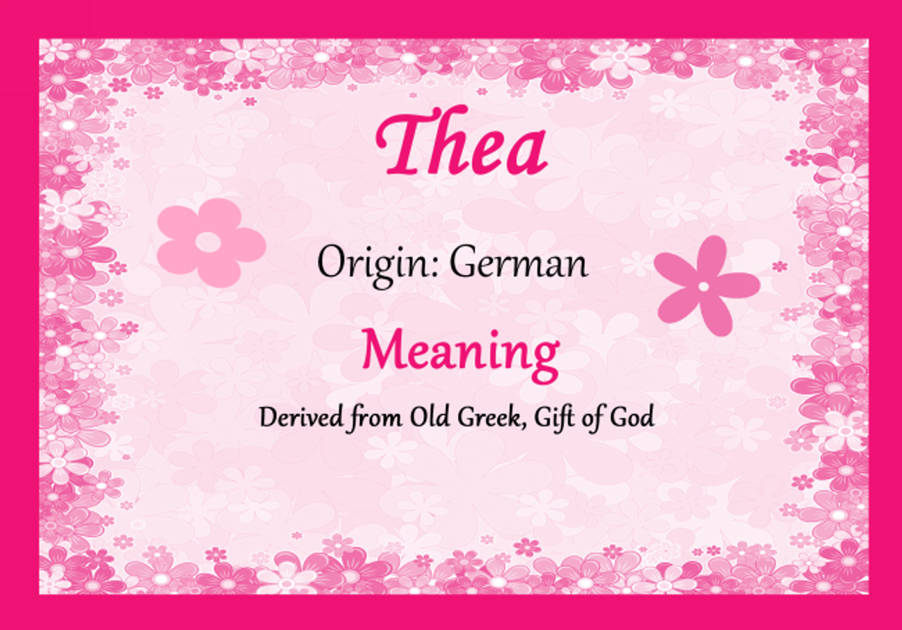 Thea Personalised Name Meaning Certificate The Card Zoo