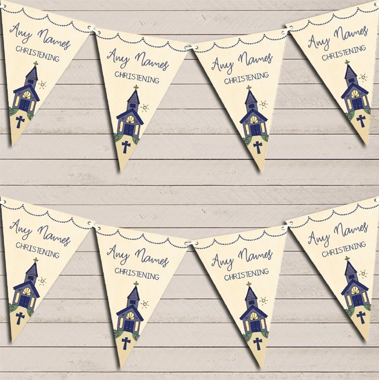 Blue Christening Baptism Party Decoration Christening Bunting Party Banner  - The Card Zoo