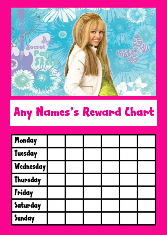 Hannah Montana Star Sticker Reward Chart The Card Zoo
