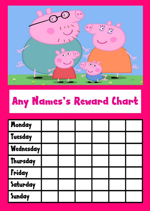 Peppa Pig Pink Star Sticker Reward Chart The Card Zoo