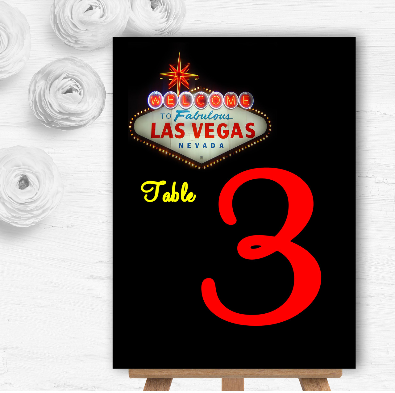 Las Vegas Sign Fabulous Personalised Wedding Table Number Name Cards 