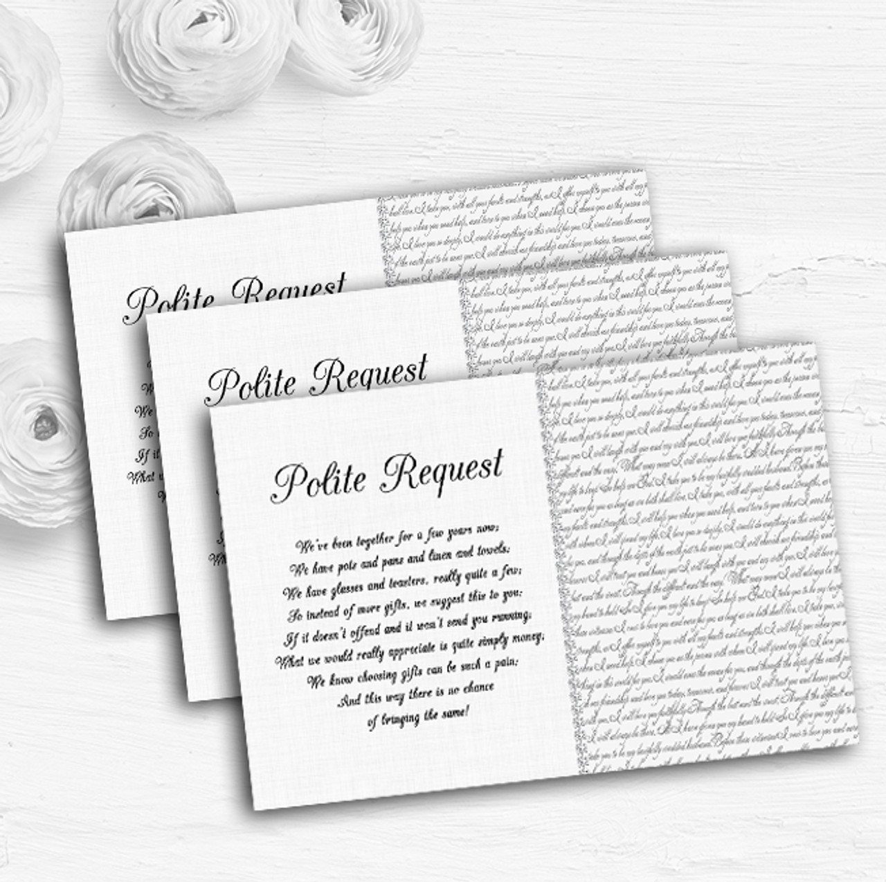 Off White Love Vows Romantic Script Custom Wedding Gift Request Money Poem Cards The Card Zoo - details about roblox personalised romantic card love valentines day anniversary online game