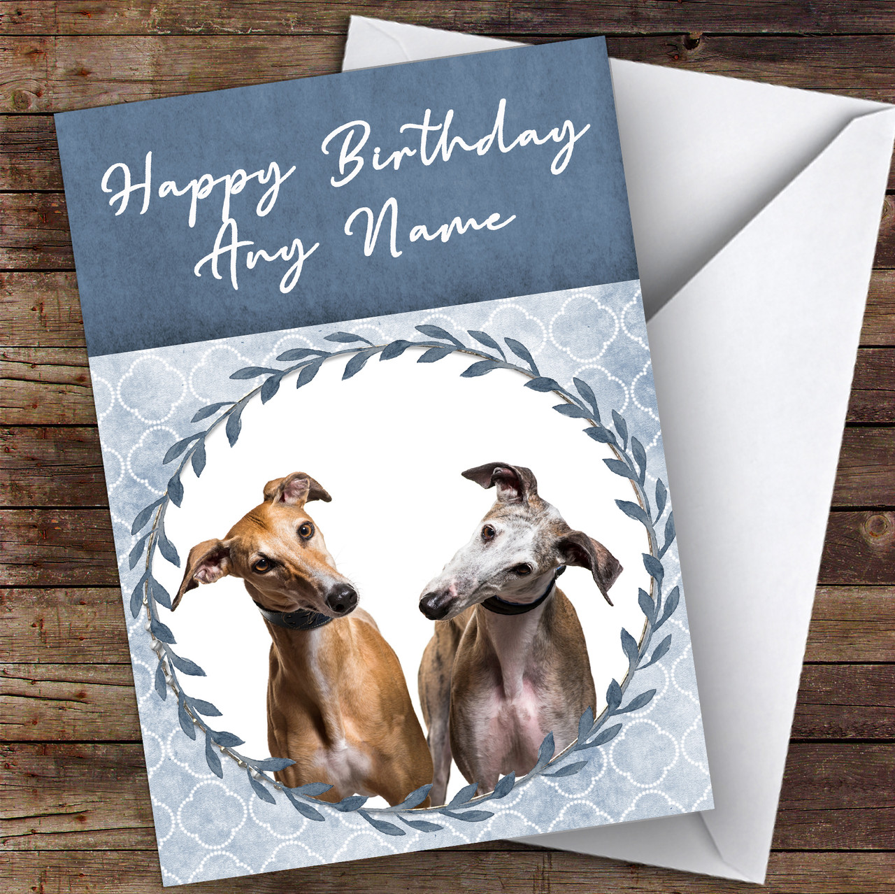 Greyhound Dog Blue Animal Personalised Birthday Card The Card Zoo