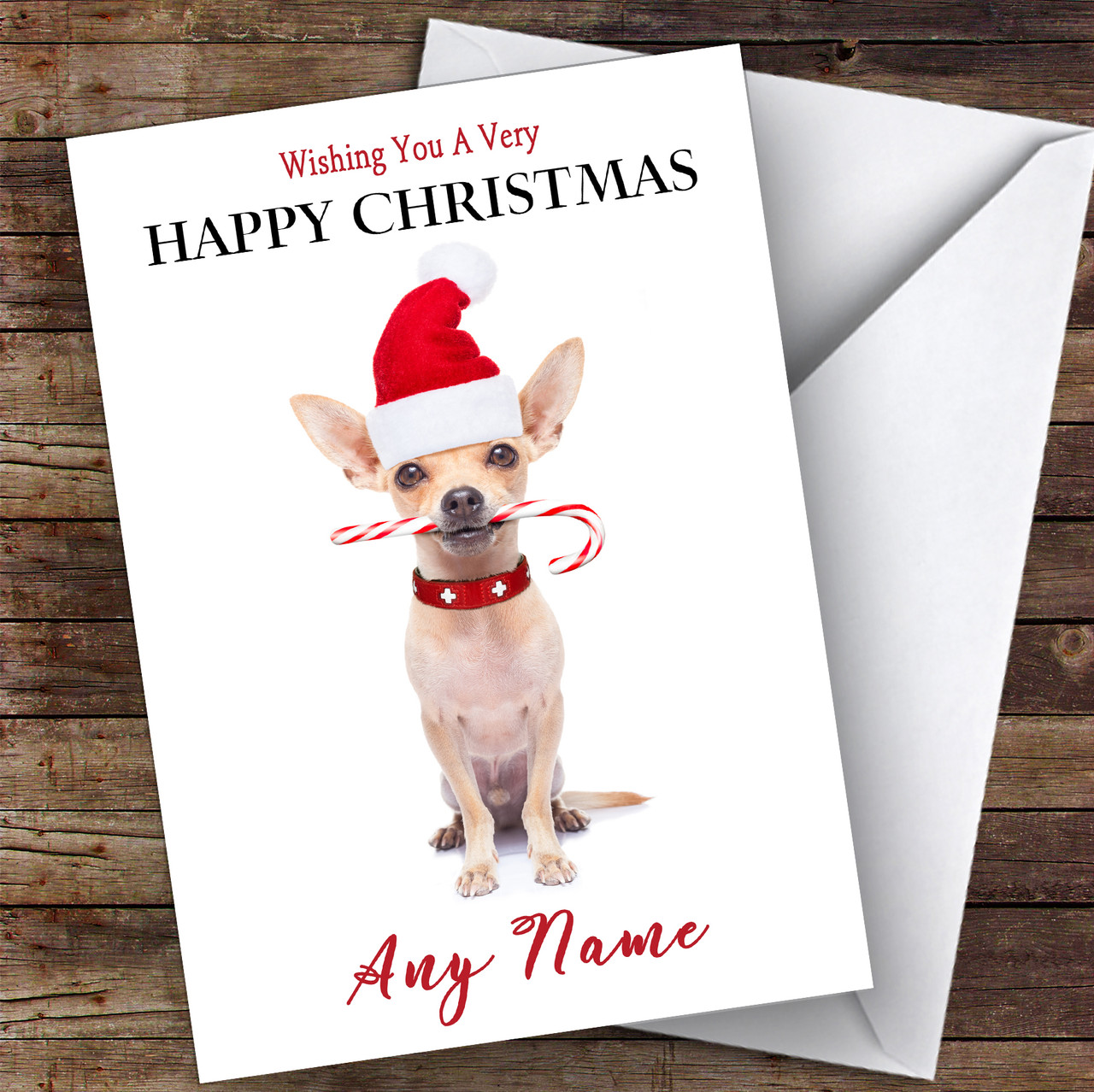 Chihuahua Candy Cane Animal Personalised Christmas Card The Card Zoo