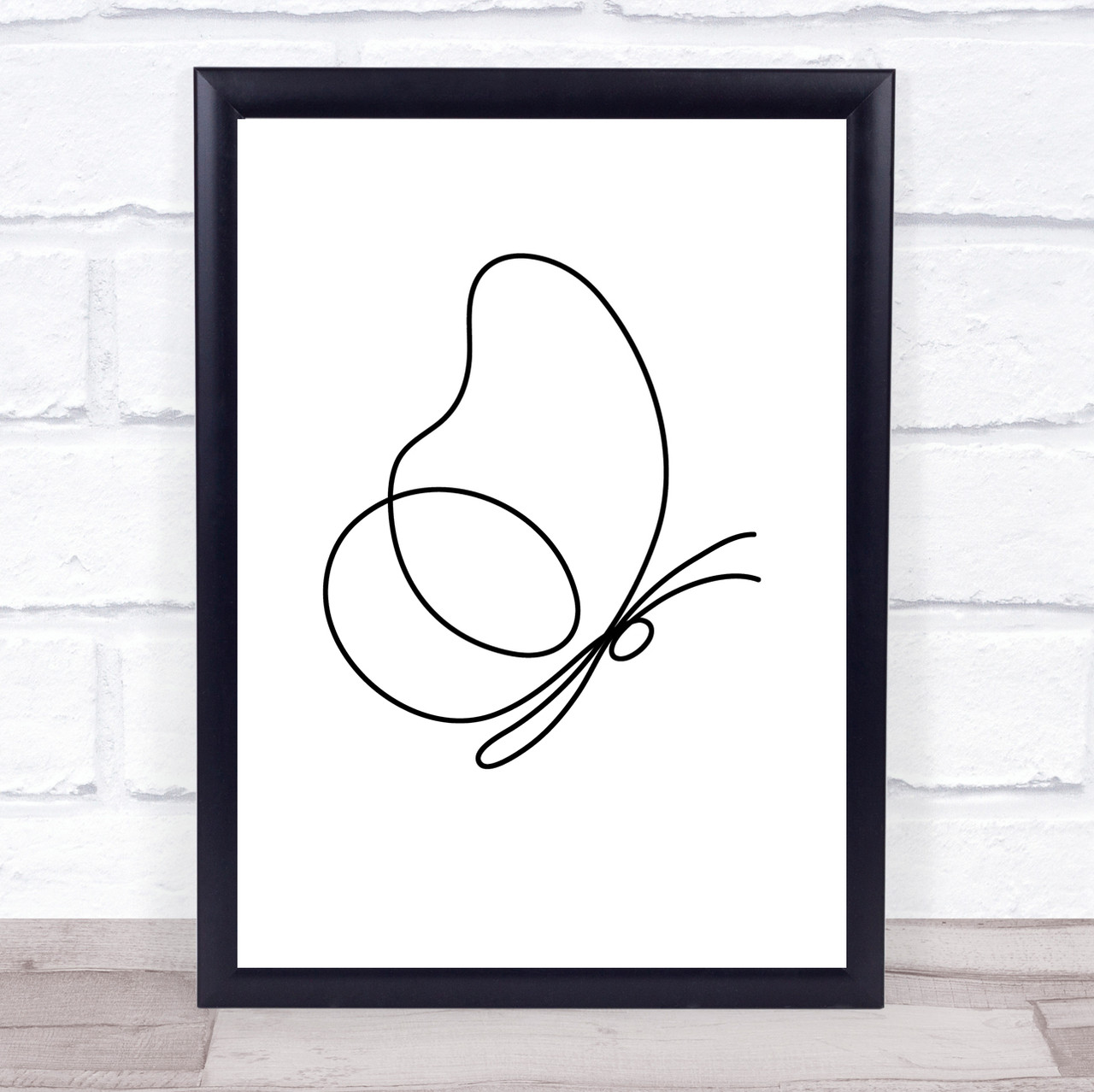 black and white line art framed