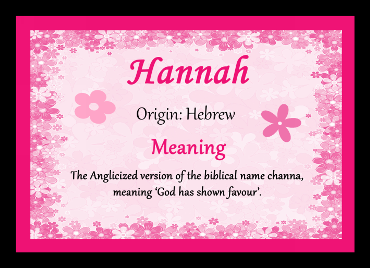 Hannah Personalised Name Meaning Placemat - The Card Zoo