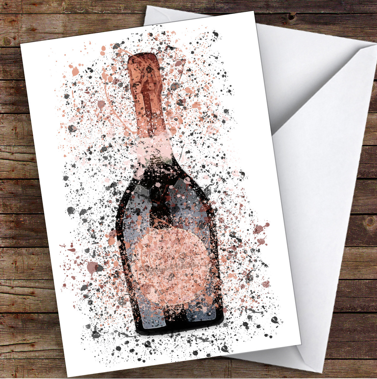 Watercolour Splatter Dark Rose Champagne Bottle Personalised Birthday ...