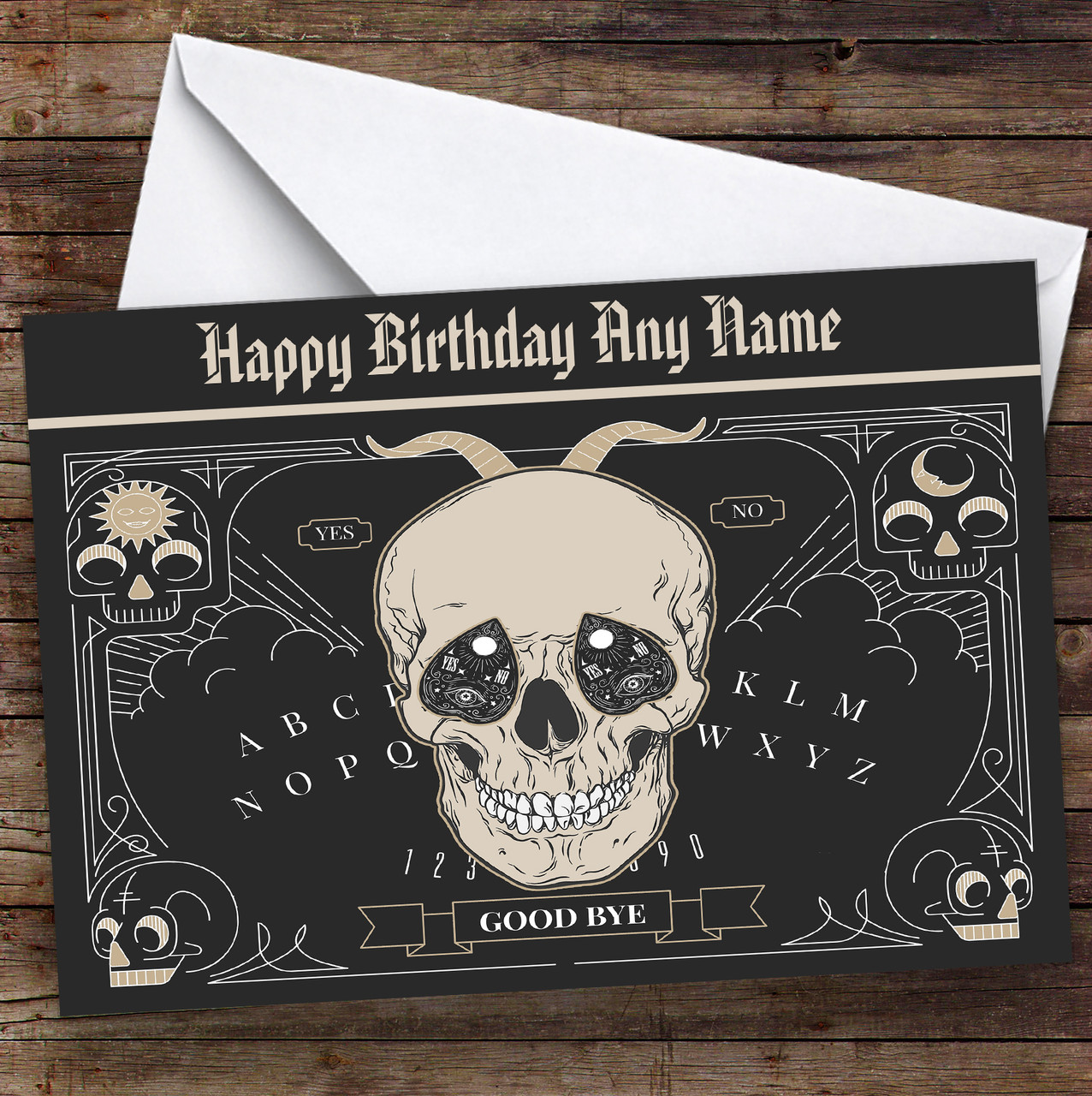 thumbnail image 2 of Personalised Gothic Skull Happy Birthday Bunting – Goth Party Decorations With Roses & Skulls (Custom Name) 2 of 6
