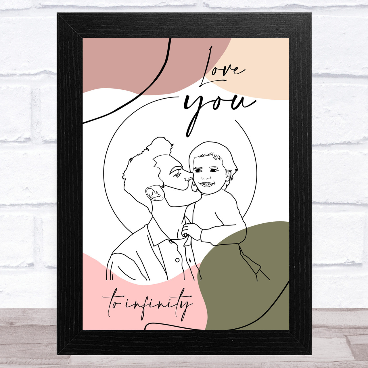 Love Dad And Child Line Art Drawing Dad Father's Day Gift Wall Art