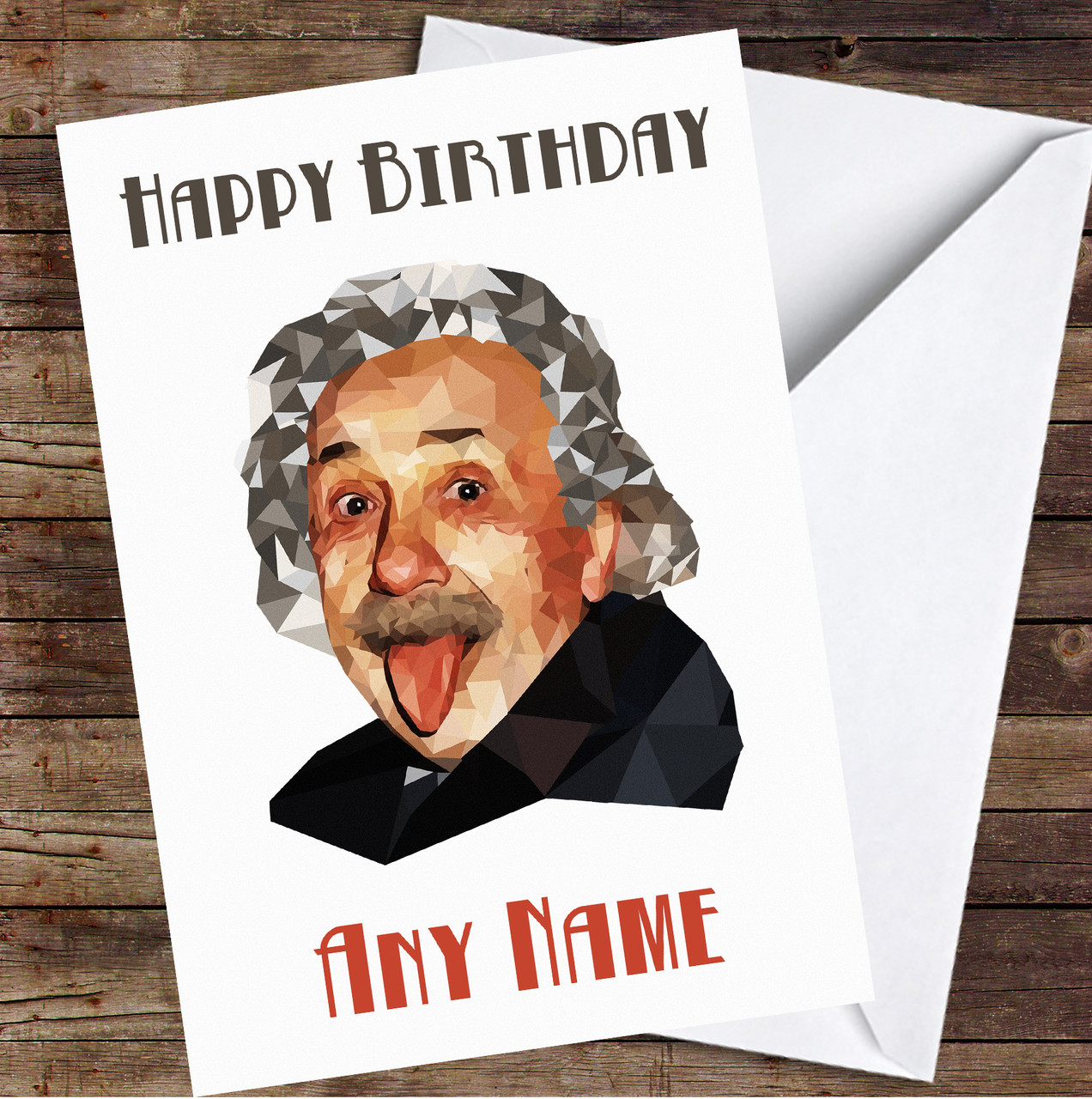 Albert Einstein Polygon Simple Personalised Birthday Card - The Card Zoo