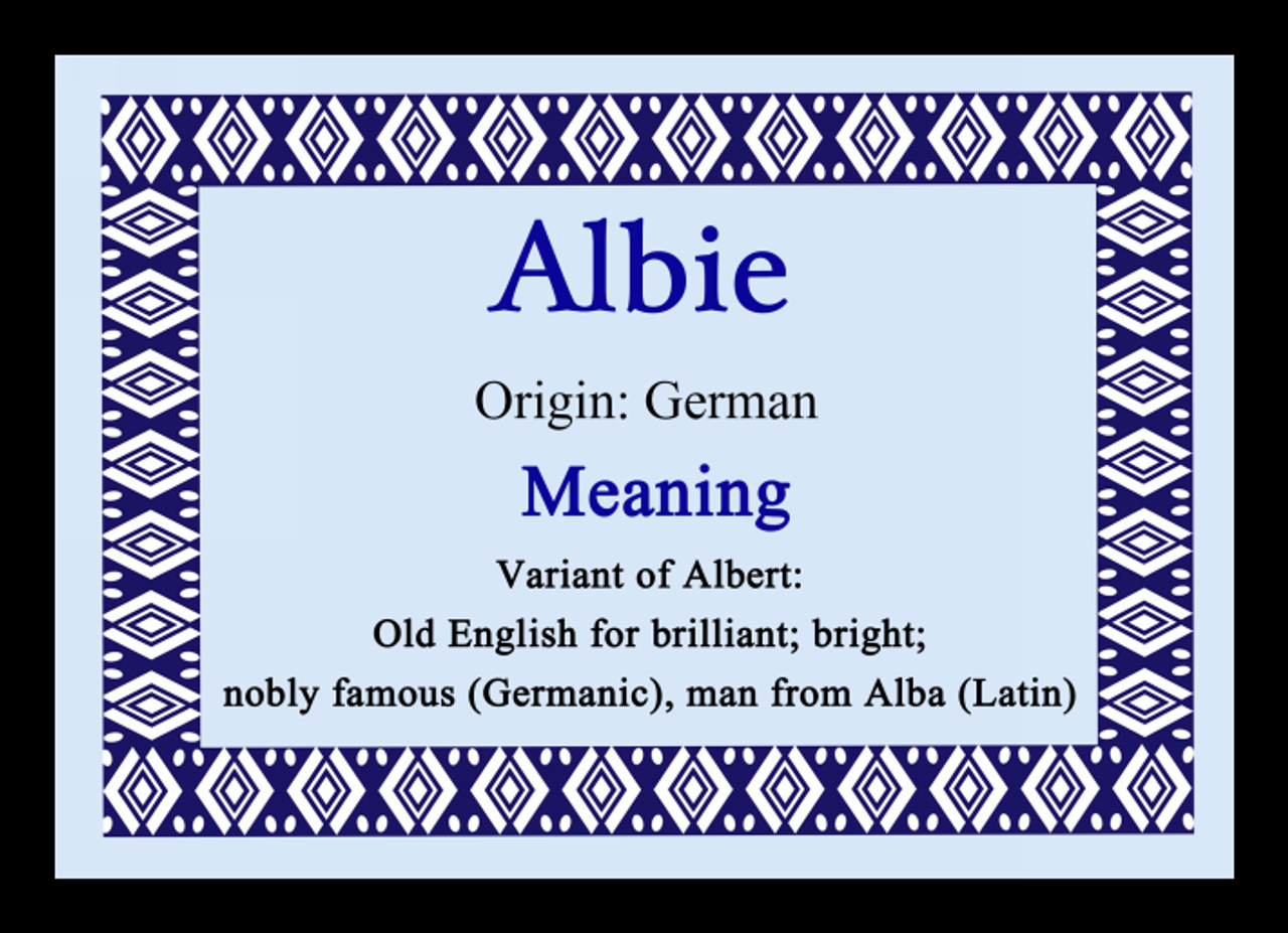 Albie Personalised Name Meaning Certificate