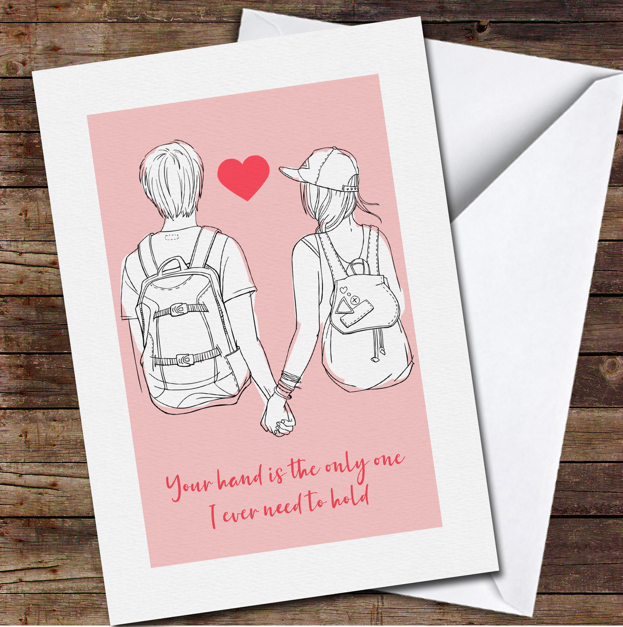 Young Couple Holding Each Other Hands Personalised Valentine's Day